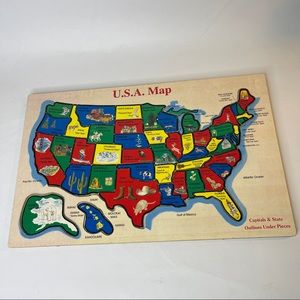 Vintage Melissa And Doug Wooden Usa Map Puzzle